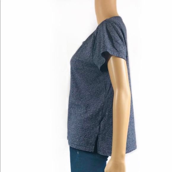 J. Crew Deep V Gray Striped T-Shirt- Size L - Picture 6 of 8